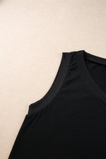 Black Contrast Trim V-Neck Loose Fit Tank Top