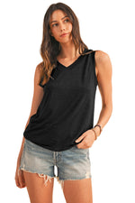 Black Contrast Trim V-Neck Loose Fit Tank Top