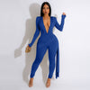  Women Sexy Long Sleeve Deep V Neck Jumpsuits