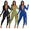  Women Sexy Long Sleeve Deep V Neck Jumpsuits