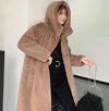 Women Faux Rabbit Hair Fur Hooded  Long  Loose Thick Warm Faux Fur Jackets