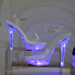 Women Light Up Glowing  Luminous Clear  Platform  LED High Heel Transparent   Shoes