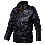 Men  Winter Fleece Casual Motorcycle  Genuine Leather Jacket