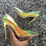 Woman’s  Snake Printed High Heel Shoes