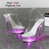 Women Light Up Glowing  Luminous Clear  Platform  LED High Heel Transparent   Shoes