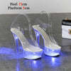 Women Light Up Glowing  Luminous Clear  Platform  LED High Heel Transparent   Shoes