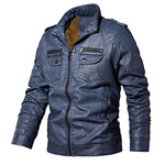 Men  Winter Fleece Casual Motorcycle  Genuine Leather Jacket