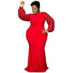 Women Long Sleeve  Sexy Plus Size Sequin Glitter Elegant Red Dress