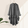 Women Asymmetrical Solid Buttons Ruffles Tops