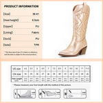 Women 2022 Zip Embroidered Cowboy Boots