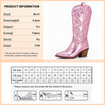 Women 2022 Zip Embroidered Cowboy Boots