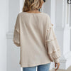 Casual Solid Color Long Lantern Sleeve Ruffle Knitting Tops