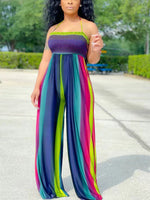 Halter Multi Color Strapless Wide Leg Backless Jumpsuits