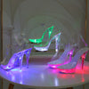 Women Light Up Glowing  Luminous Clear  Platform  LED High Heel Transparent   Shoes