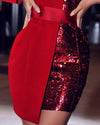 Women Sexy One Shoulder One Sleeve Sexy Sequin Elegant Dresses