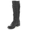 Women Knee High  Winter Lace Up Flat  Sexy Steampunk PU Retro Buckle Boots