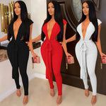 Women Sexy Summer Sleeveless Deep V Neck Jumpsuits